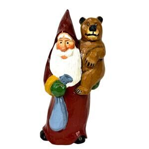 House of Hatten Christmas 7.75" Santa and Bear Figurine Susan M Smith Signed